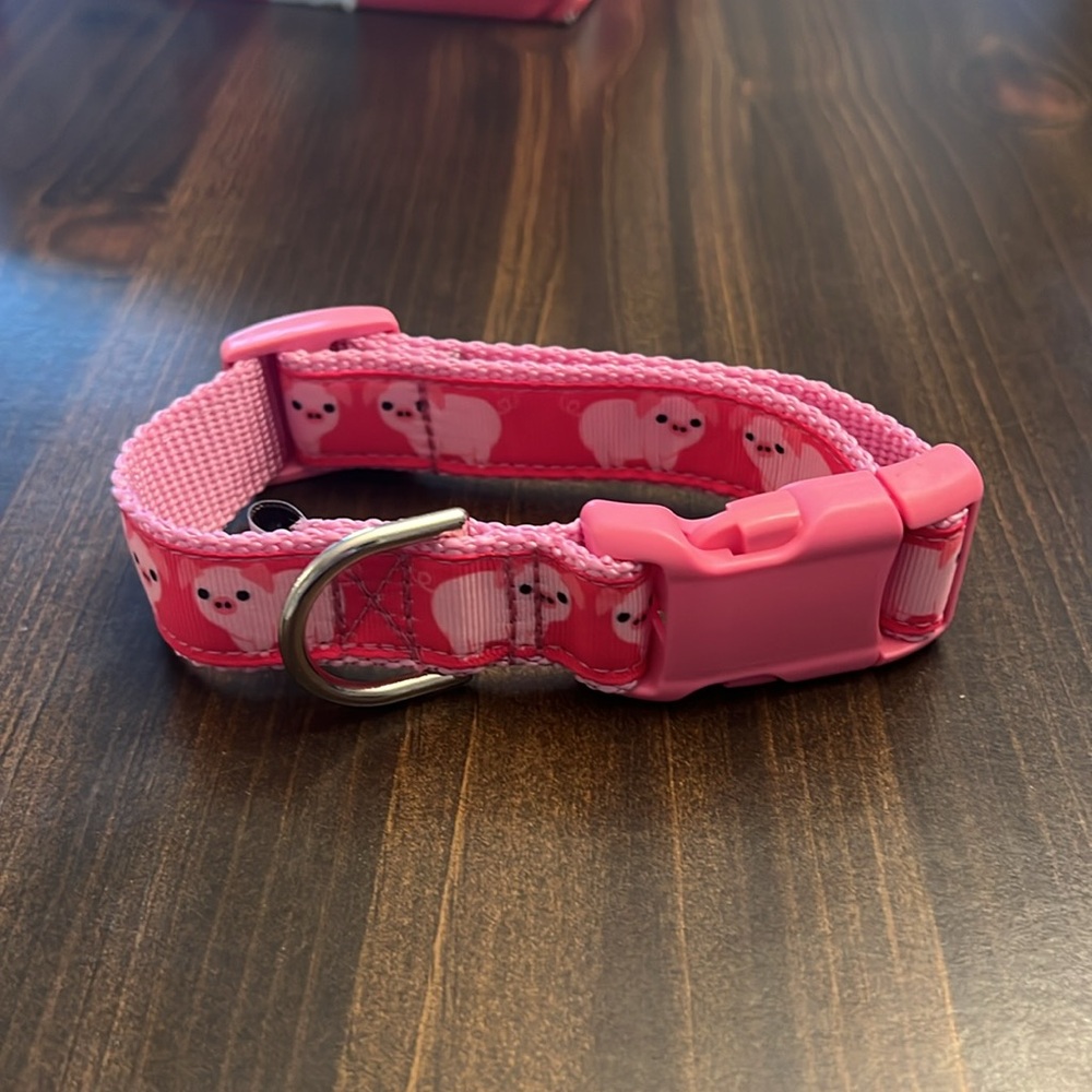 Pink Dog Collar with pig design